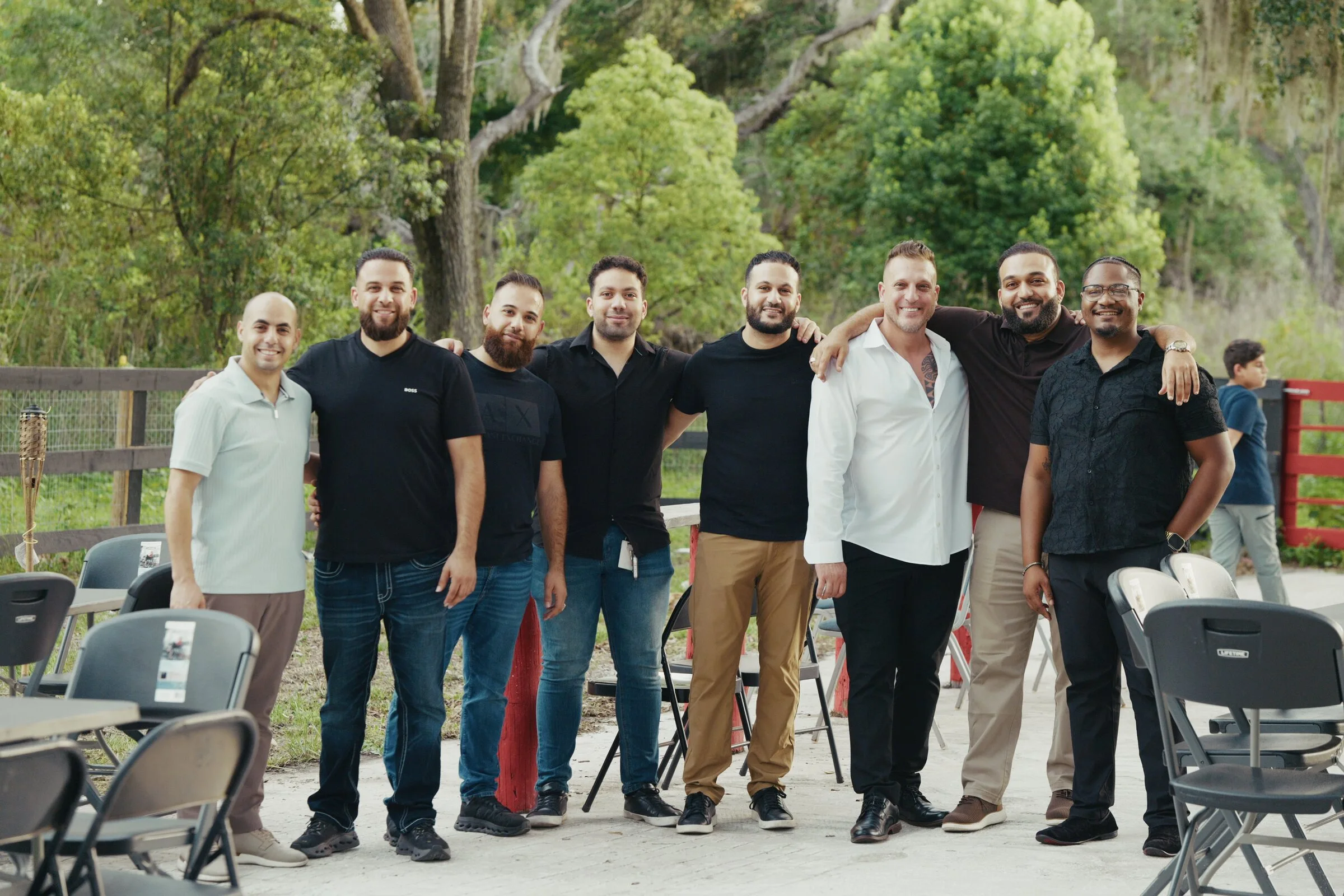 A group of guests gathered at Sanad Silwadi's wedding celebration